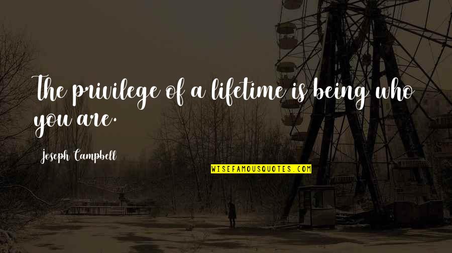 Bfngnj Quotes By Joseph Campbell: The privilege of a lifetime is being who