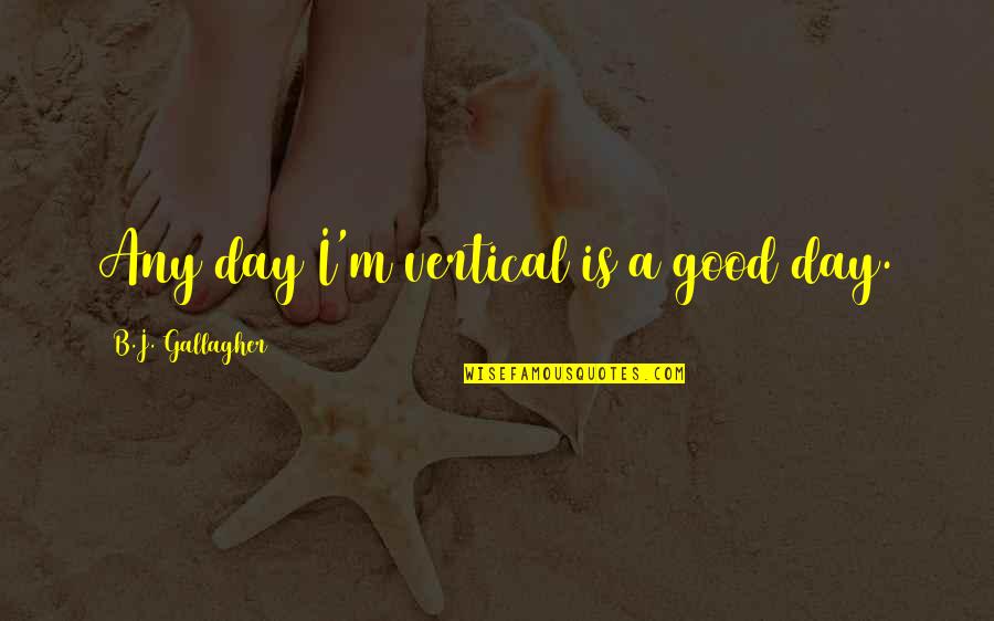 B'ful Quotes By B.J. Gallagher: Any day I'm vertical is a good day. B'ful Quotes By B.J. Gallagher: Any day I'm vertical is a good day.