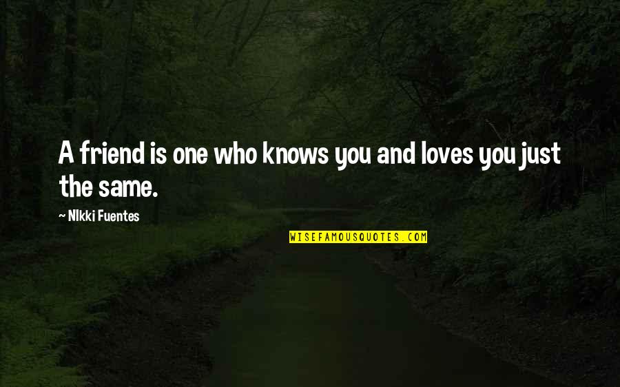 Bhago Quotes By NIkki Fuentes: A friend is one who knows you and