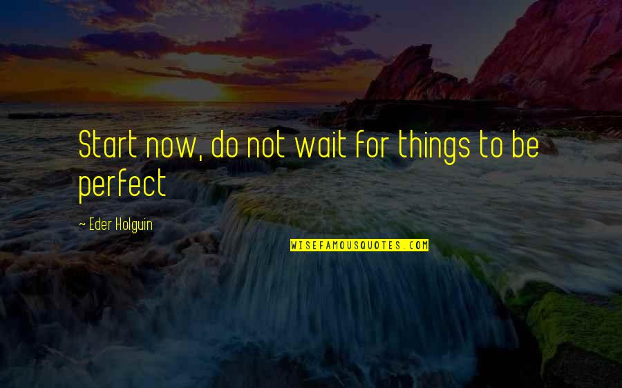 Bhagwati Agarwal Quotes By Eder Holguin: Start now, do not wait for things to