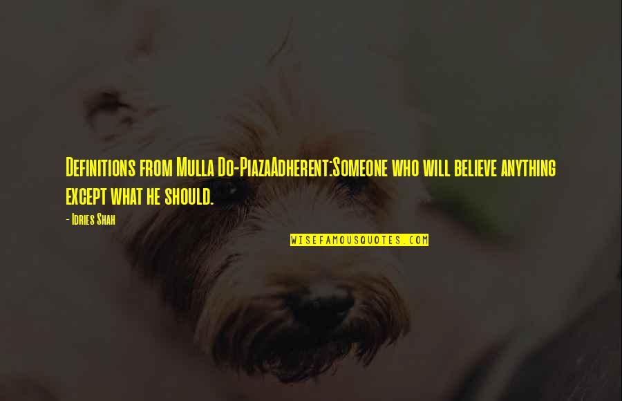 Bhambra Ltd Quotes By Idries Shah: Definitions from Mulla Do-PiazaAdherent:Someone who will believe anything