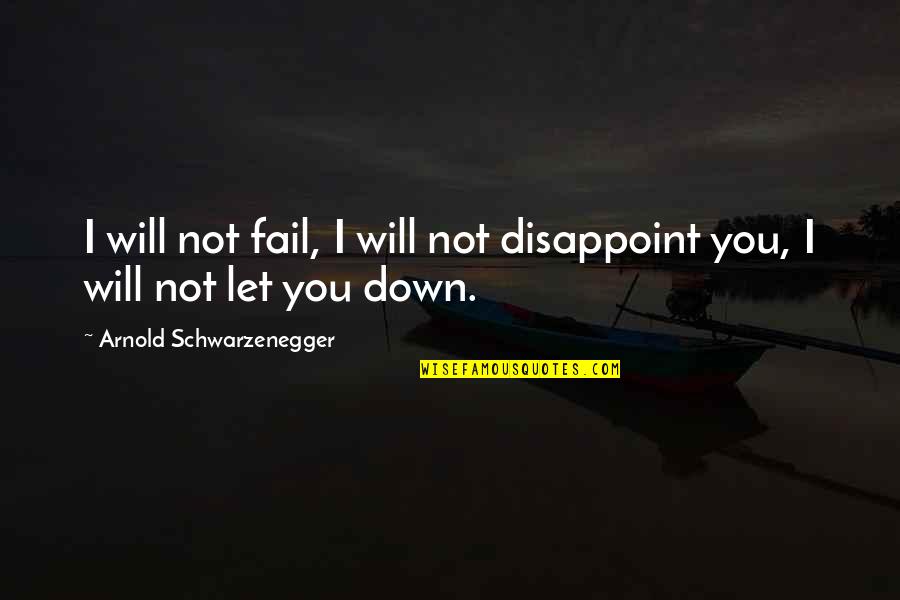 Bharath Quotes By Arnold Schwarzenegger: I will not fail, I will not disappoint