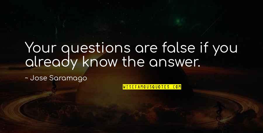 Bhikkhu Bodhi Quotes By Jose Saramago: Your questions are false if you already know