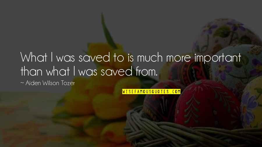 Bhul Jao Quotes By Aiden Wilson Tozer: What I was saved to is much more Bhul Jao Quotes By Aiden Wilson Tozer: What I was saved to is much more