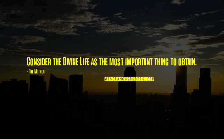 Bhumika Sharma Quotes By The Mother: Consider the Divine Life as the most important