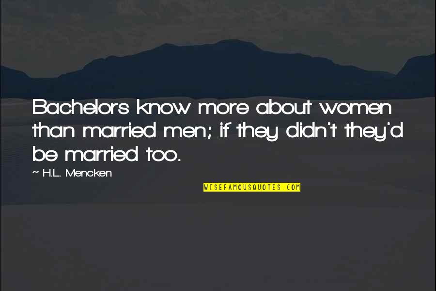 Biagetti Eyeglass Quotes By H.L. Mencken: Bachelors know more about women than married men;