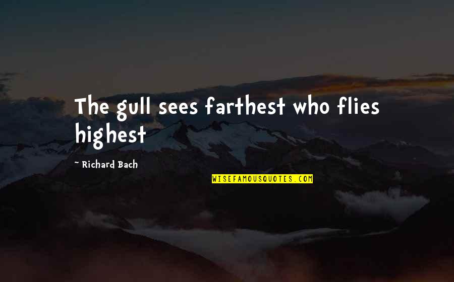 Bialek Music Quotes By Richard Bach: The gull sees farthest who flies highest