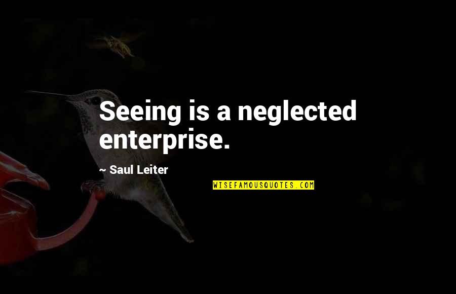 Bias Opinions Quotes By Saul Leiter: Seeing is a neglected enterprise.