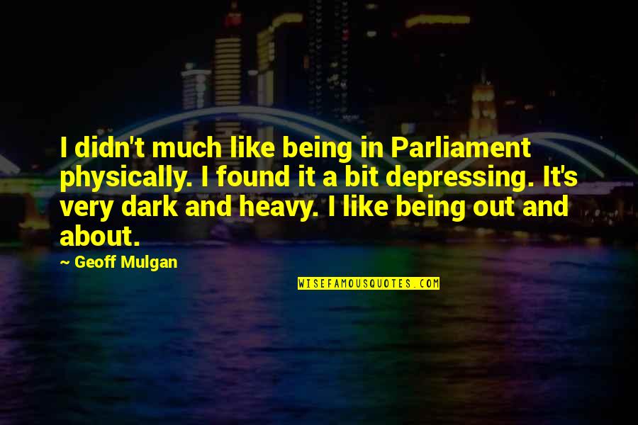 Biasini Segura Quotes By Geoff Mulgan: I didn't much like being in Parliament physically.