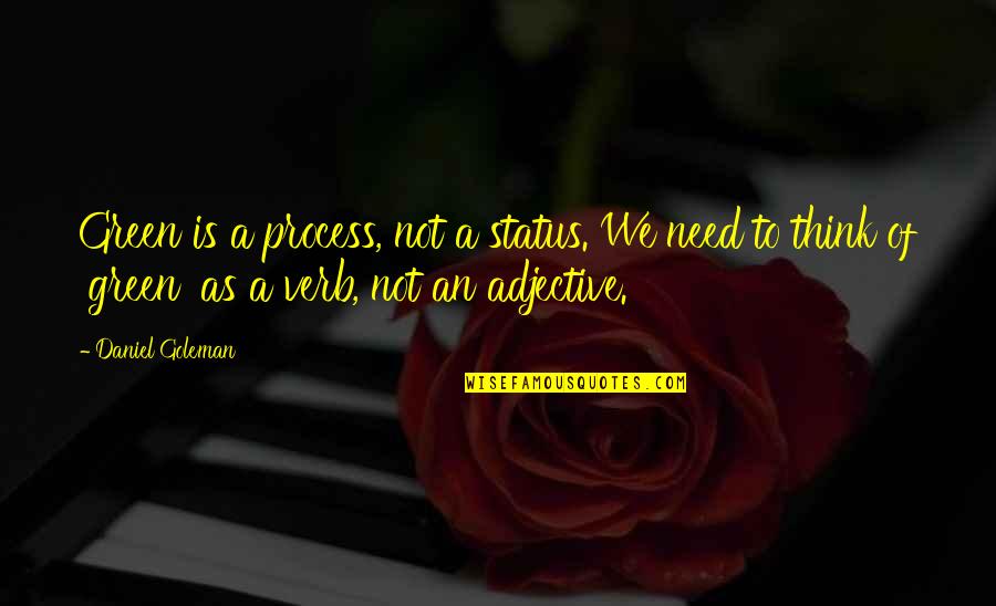 Bibi Zahra Quotes By Daniel Goleman: Green is a process, not a status. We Bibi Zahra Quotes By Daniel Goleman: Green is a process, not a status. We