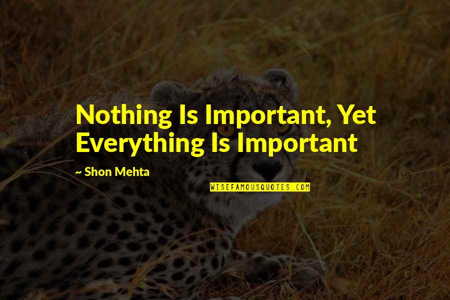 Bibimbap Pronunciation Quotes By Shon Mehta: Nothing Is Important, Yet Everything Is Important