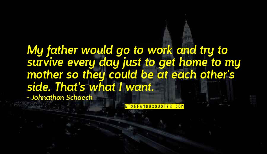 Bible Affliction Quotes By Johnathon Schaech: My father would go to work and try