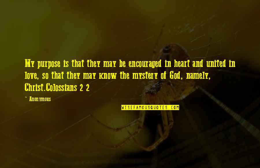 Bible All Scripture Quotes By Anonymous: My purpose is that they may be encouraged Bible All Scripture Quotes By Anonymous: My purpose is that they may be encouraged
