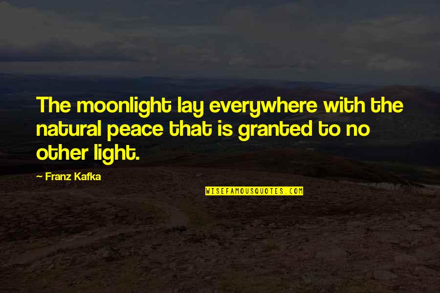 Bible Confrontation Quotes By Franz Kafka: The moonlight lay everywhere with the natural peace