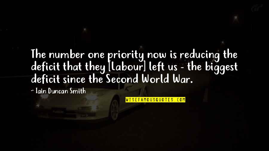 Bible Criticizing Others Quotes By Iain Duncan Smith: The number one priority now is reducing the