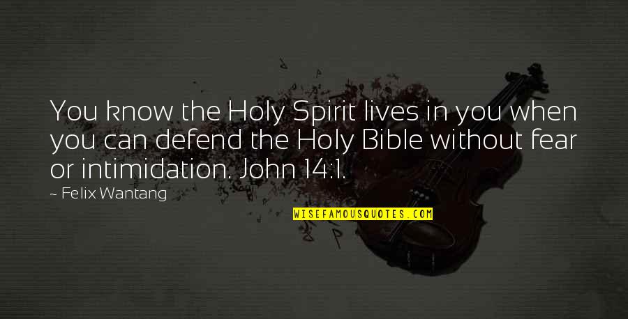 Bible Intimidation Quotes By Felix Wantang: You know the Holy Spirit lives in you