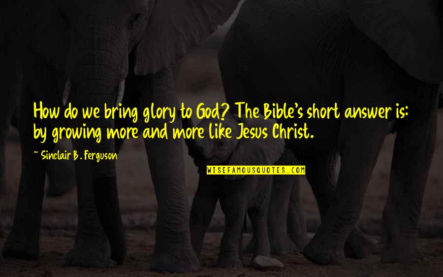 Bible Jesus Quotes By Sinclair B. Ferguson: How do we bring glory to God? The