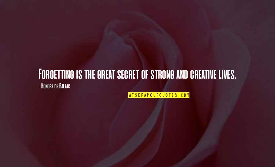 Bible Matters Of Life And Death Quotes By Honore De Balzac: Forgetting is the great secret of strong and