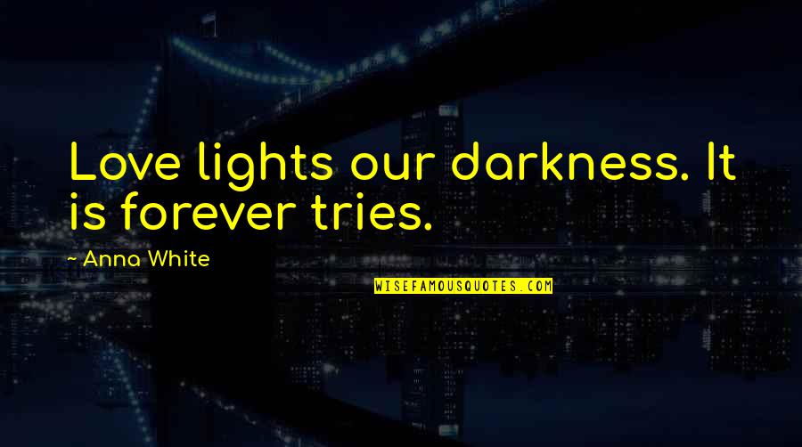 Bible Providence Quotes By Anna White: Love lights our darkness. It is forever tries.