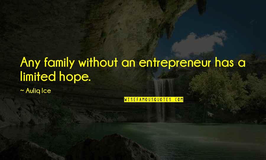 Bible Remorse Quotes By Auliq Ice: Any family without an entrepreneur has a limited