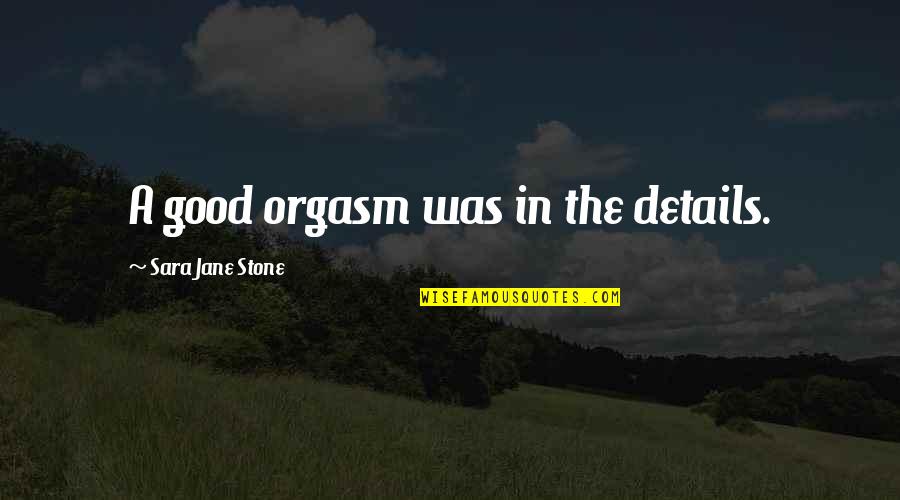 Bible Resolution Quotes By Sara Jane Stone: A good orgasm was in the details.
