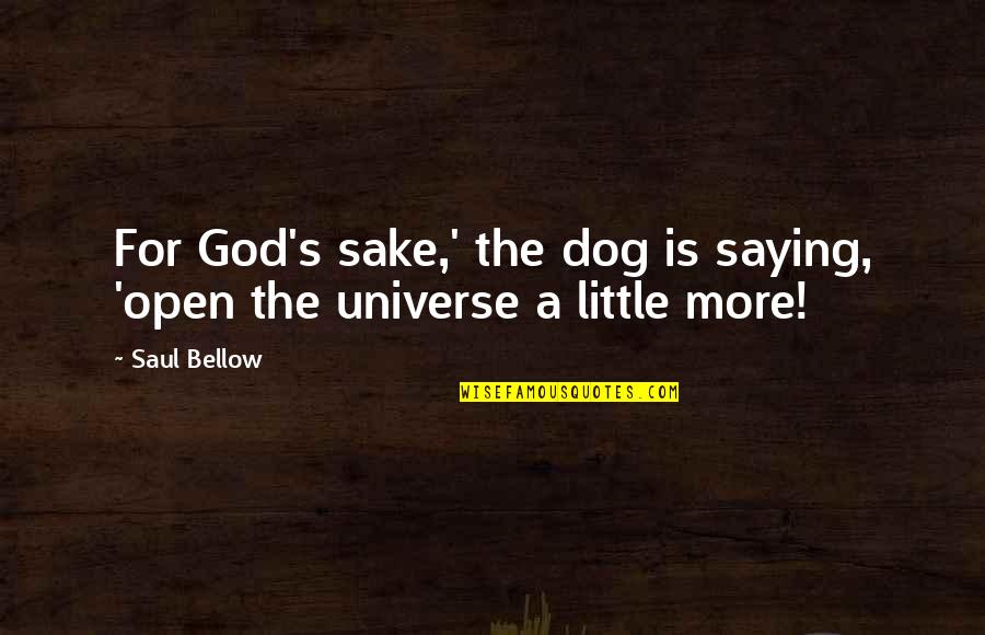 Bible Runners Quotes By Saul Bellow: For God's sake,' the dog is saying, 'open