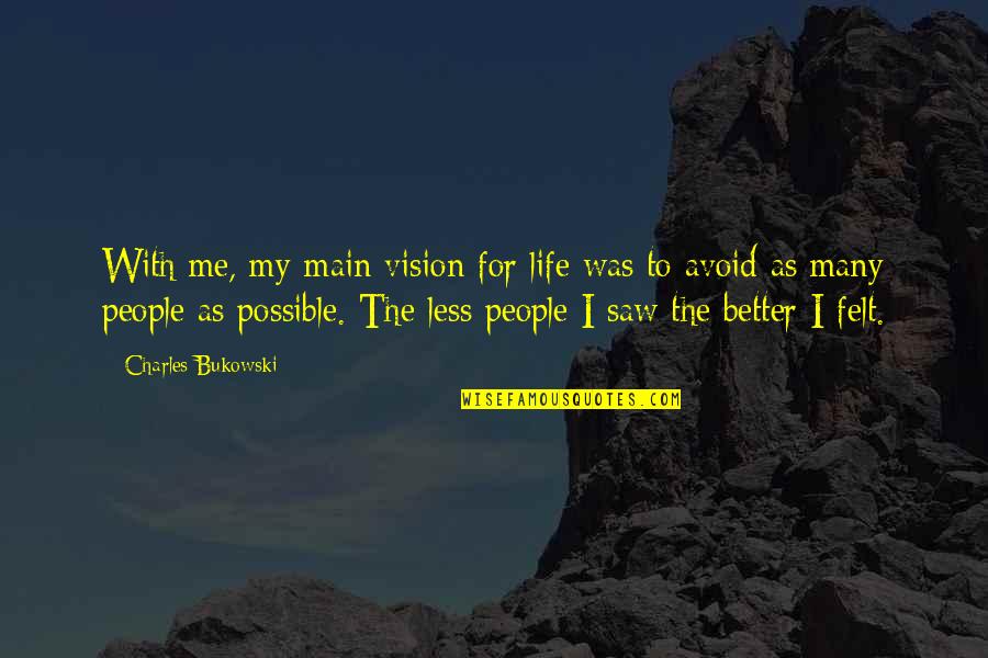 Bible Sadness Quotes By Charles Bukowski: With me, my main vision for life was Bible Sadness Quotes By Charles Bukowski: With me, my main vision for life was
