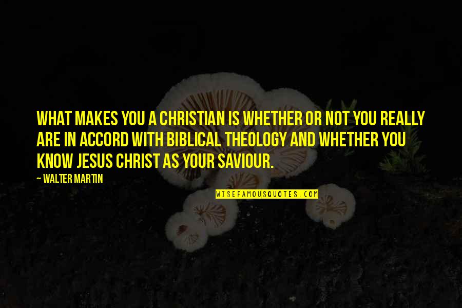 Bible Saviour Quotes By Walter Martin: What makes you a Christian is whether or