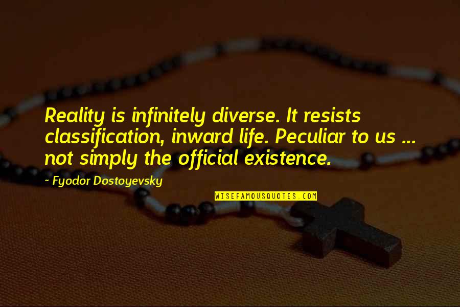Bible Tribulation Quotes By Fyodor Dostoyevsky: Reality is infinitely diverse. It resists classification, inward