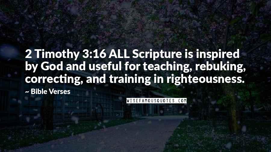 Bible Verses quotes: 2 Timothy 3:16 ALL Scripture is inspired by God and useful for teaching, rebuking, correcting, and training in righteousness.