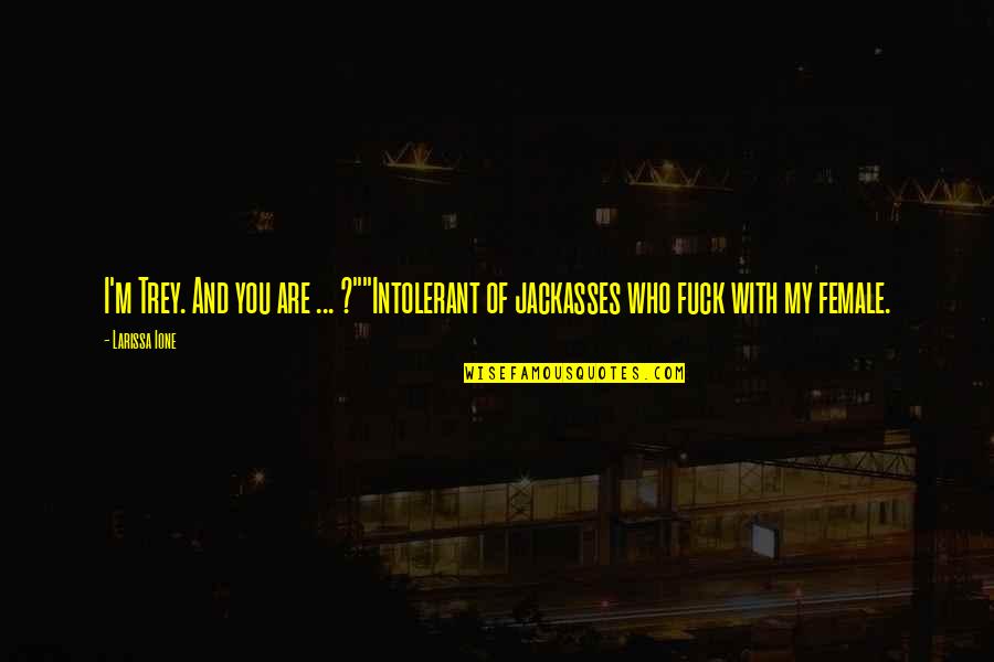 Biblical Positive Spring Quotes By Larissa Ione: I'm Trey. And you are ... ?""Intolerant of