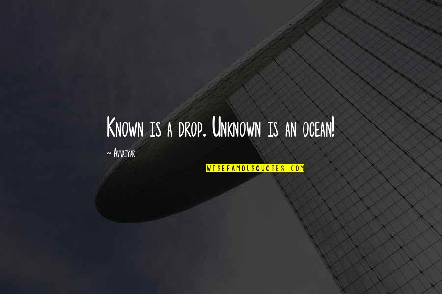 Biblical Retribution Quotes By Avvaiyar: Known is a drop. Unknown is an ocean!