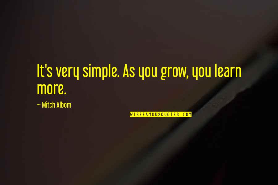 Biblical Serving Quotes By Mitch Albom: It's very simple. As you grow, you learn Biblical Serving Quotes By Mitch Albom: It's very simple. As you grow, you learn