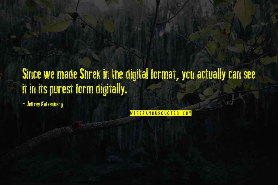 Bibliographic Essay Quotes By Jeffrey Katzenberg: Since we made Shrek in the digital format,