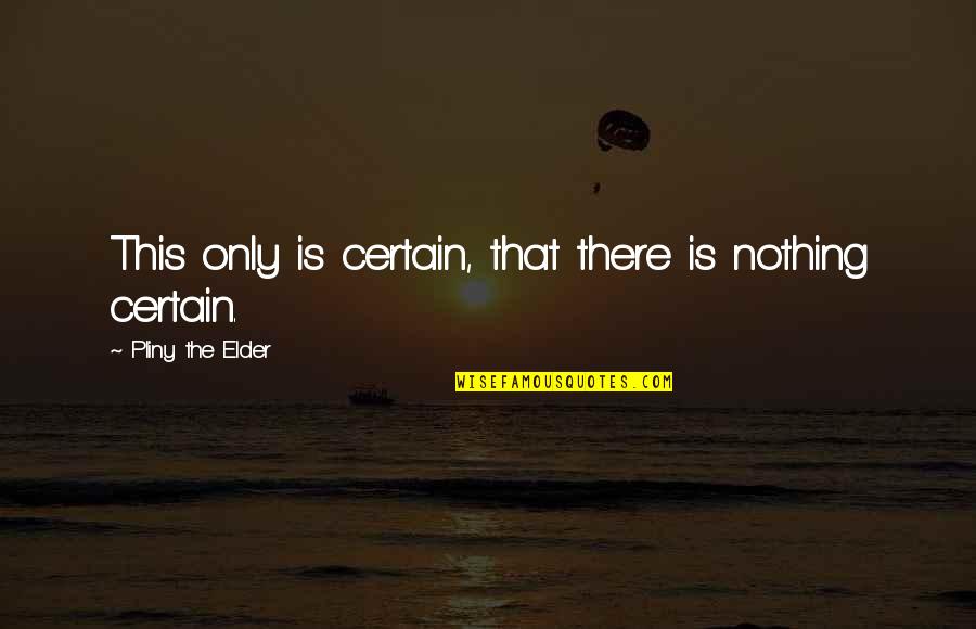 Bibliophile Quotes Quotes By Pliny The Elder: This only is certain, that there is nothing