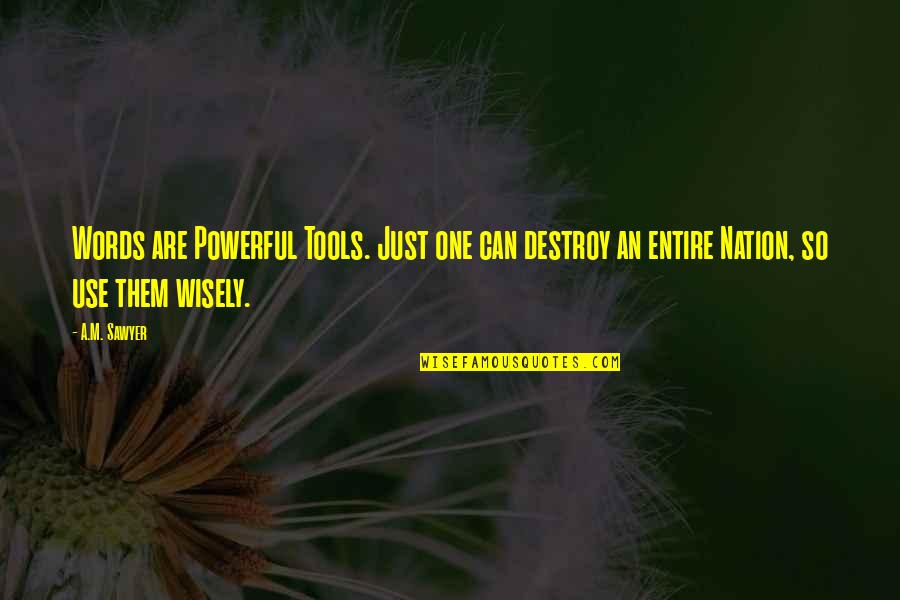 Bibliophiles Prize Quotes By A.M. Sawyer: Words are Powerful Tools. Just one can destroy
