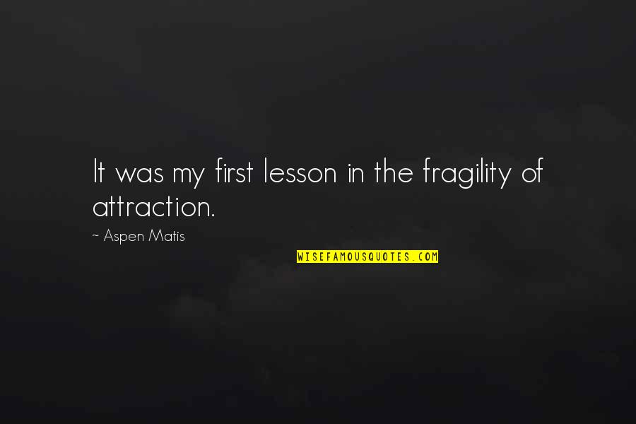 Bibwit's Quotes By Aspen Matis: It was my first lesson in the fragility
