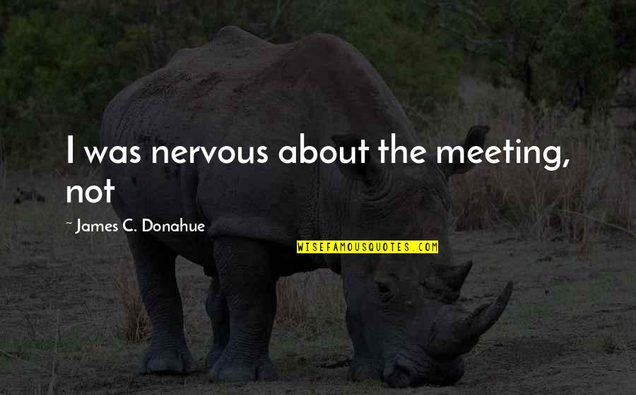 Bickering Couples Quotes By James C. Donahue: I was nervous about the meeting, not Bickering Couples Quotes By James C. Donahue: I was nervous about the meeting, not
