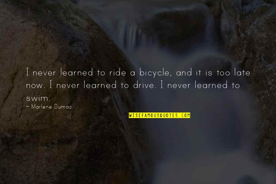 Bicycle Ride Quotes By Marlene Dumas: I never learned to ride a bicycle, and Bicycle Ride Quotes By Marlene Dumas: I never learned to ride a bicycle, and