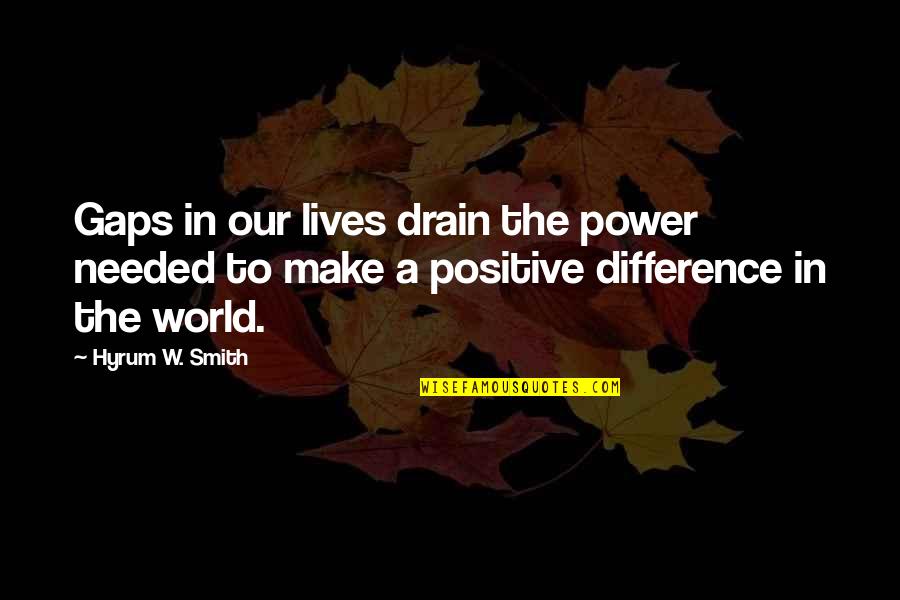 Biddulphs Quotes By Hyrum W. Smith: Gaps in our lives drain the power needed Biddulphs Quotes By Hyrum W. Smith: Gaps in our lives drain the power needed