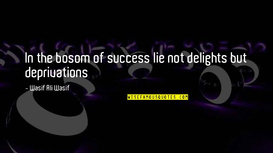 Bideford Tide Quotes By Wasif Ali Wasif: In the bosom of success lie not delights