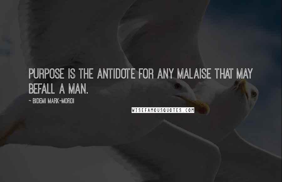 Bidemi Mark-Mordi quotes: Purpose is the antidote for any malaise that may befall a man.
