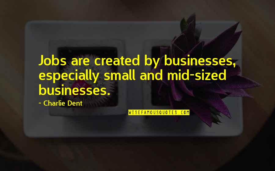 Biebuyck Koelwaren Quotes By Charlie Dent: Jobs are created by businesses, especially small and