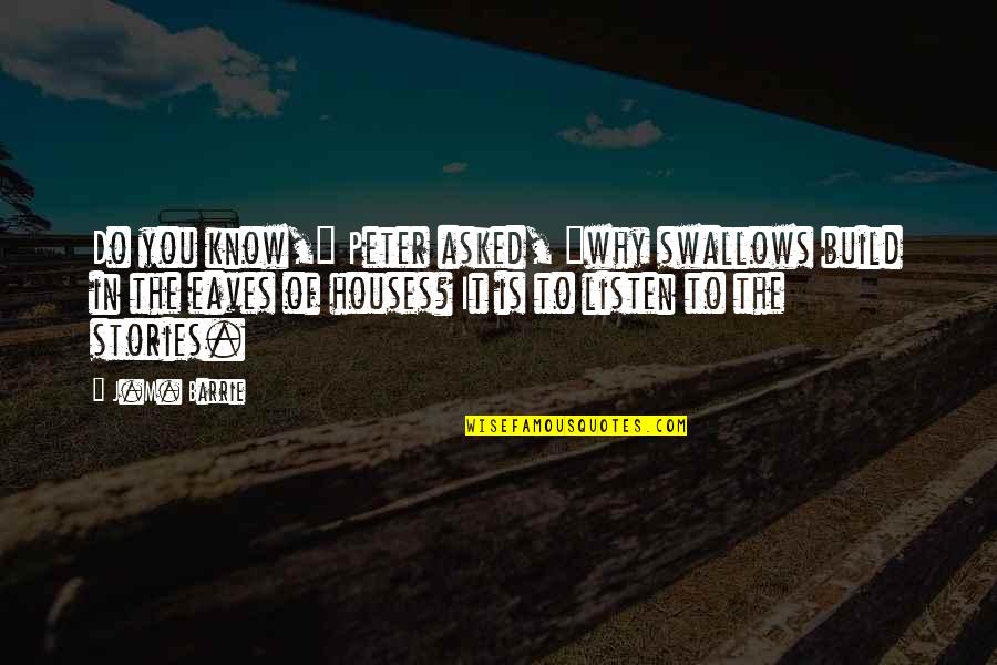 Bietenpulp Quotes By J.M. Barrie: Do you know," Peter asked, "why swallows build