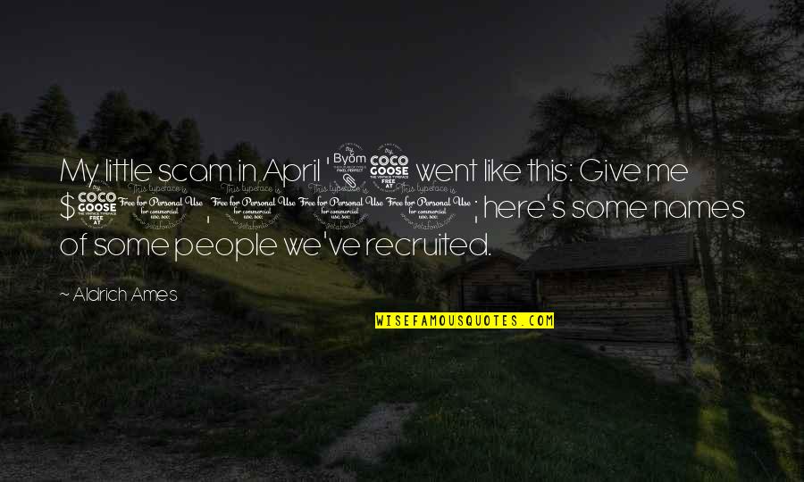 Bietensap Quotes By Aldrich Ames: My little scam in April '85 went like