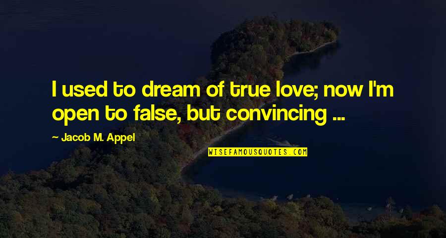 Biffin Bug Quotes By Jacob M. Appel: I used to dream of true love; now