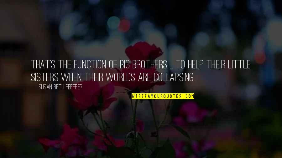 Big And Little Sisters Quotes By Susan Beth Pfeffer: That's the function of big brothers ... to