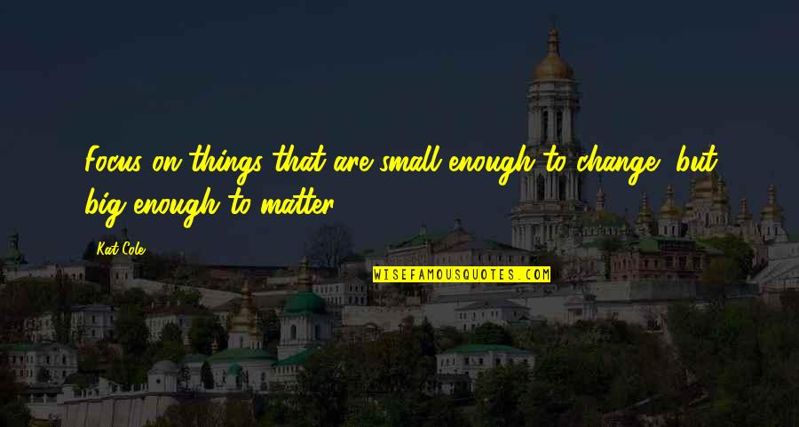 Big And Small Things Quotes By Kat Cole: Focus on things that are small enough to
