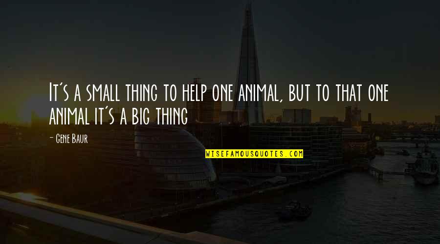 Big Animal Quotes By Gene Baur: It's a small thing to help one animal,