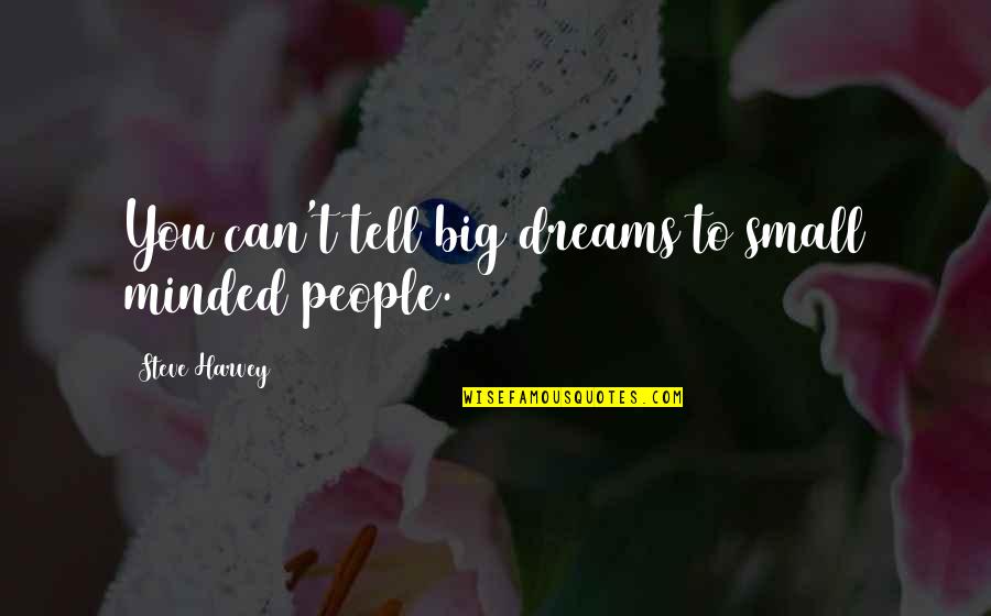 Big Big Quotes By Steve Harvey: You can't tell big dreams to small minded